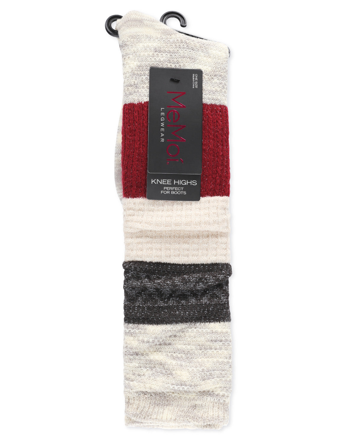 Marled Combo Pattern Knee High Socks : Color: Black