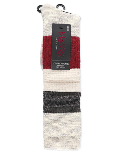 Marled Combo Pattern Knee High Socks : Color: Black