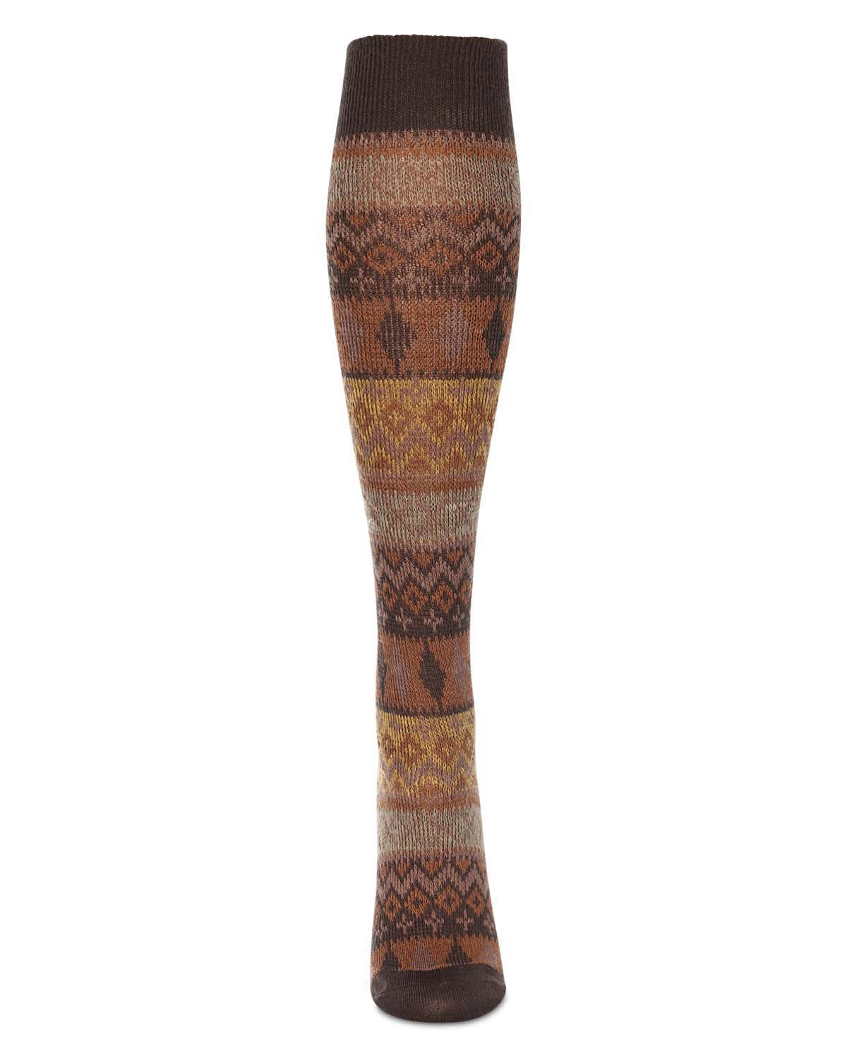 Women's "Les Plumes" Geometric-Patterned Stretch Knit Knee High Sock