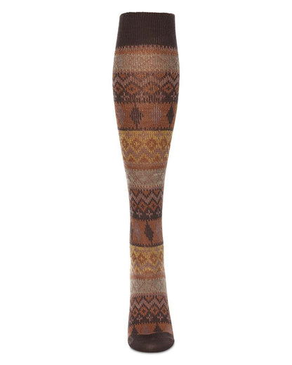 Women's "Les Plumes" Geometric-Patterned Stretch Knit Knee High Sock