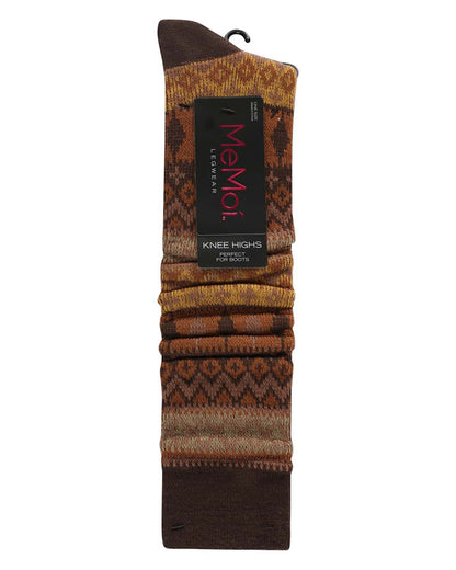 Women's "Les Plumes" Geometric-Patterned Stretch Knit Knee High Sock