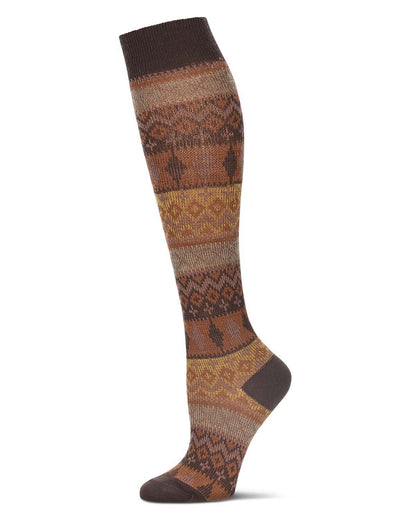 Women's "Les Plumes" Geometric-Patterned Stretch Knit Knee High Sock