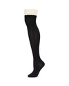 Women's Lace Top Cable Knit Knee High Socks : Color: Black