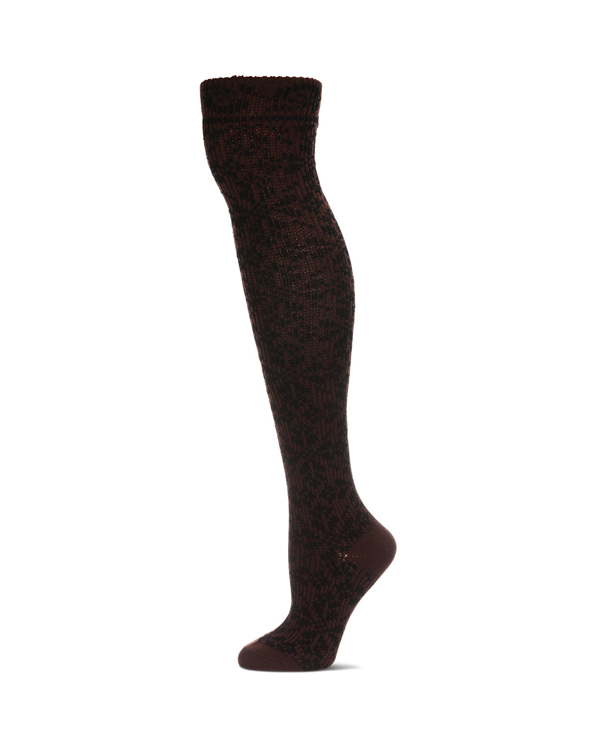 Women's Brussels Lace Fair Isle Over The Knee Socks : Color: Brown
