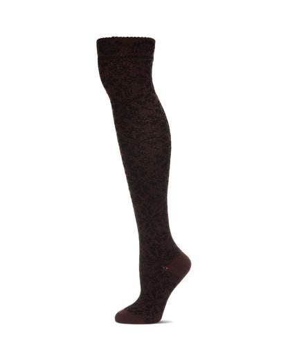 Women's Brussels Lace Fair Isle Over The Knee Socks : Color: Brown