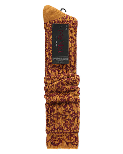 Women's Brussels Lace Fair Isle Over The Knee Socks : Color: Black
