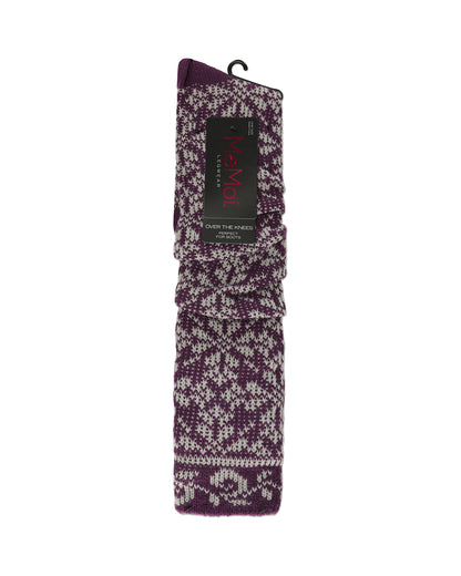 Women's Brussels Lace Fair Isle Over The Knee Socks : Color: Black