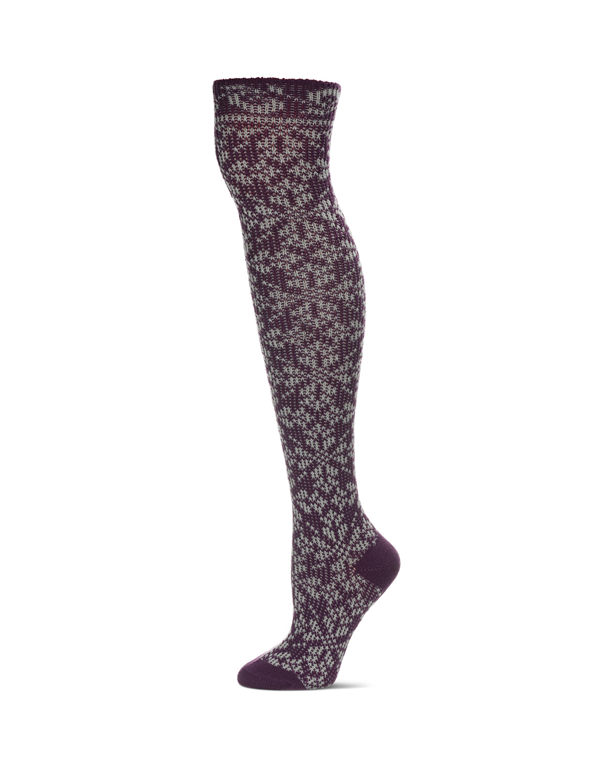 Women's Brussels Lace Fair Isle Over The Knee Socks : Color: Purple Pennant