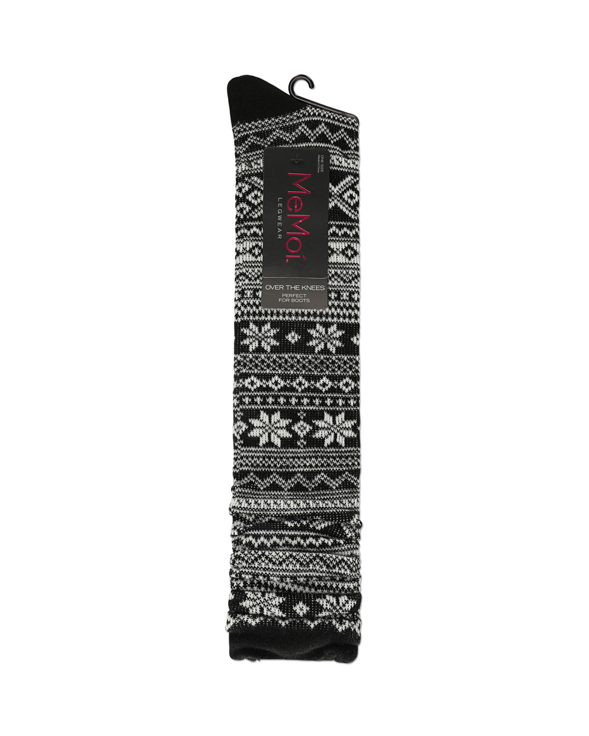 Women's Brussels Lace Fair Isle Over The Knee Socks : Color: Black