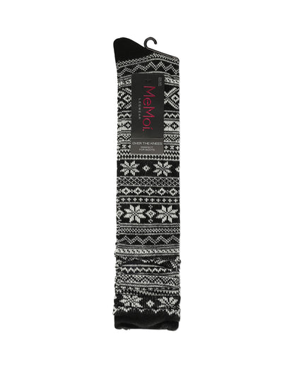 Women's Brussels Lace Fair Isle Over The Knee Socks : Color: Black