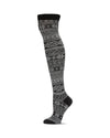 Snow Flakes & Stripes Over The Knee Socks : Color: Black