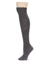 Women's Warped Crochet Over The Knee Socks : Color: Black