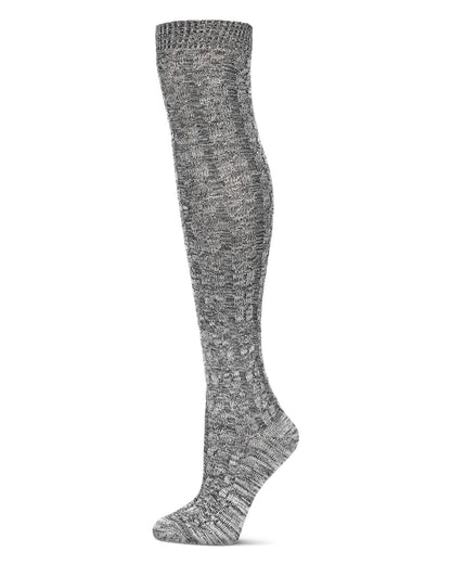 Braid Trails Cotton Blend Over The Knee Socks : Color: Black Heather