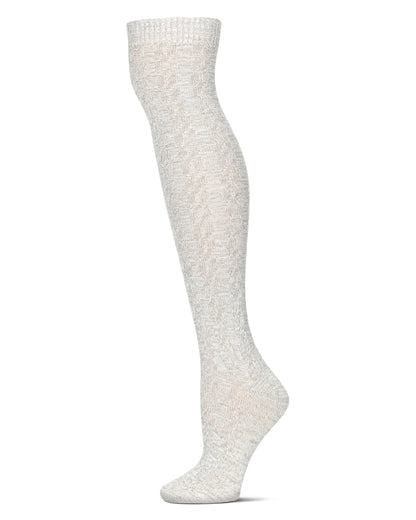 Braid Trails Cotton Blend Over The Knee Socks : Color: Light Gray Heather