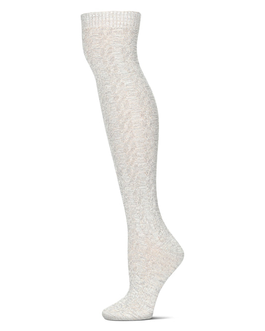 Braid Trails Cotton Blend Over The Knee Socks : Color: Light Gray Heather