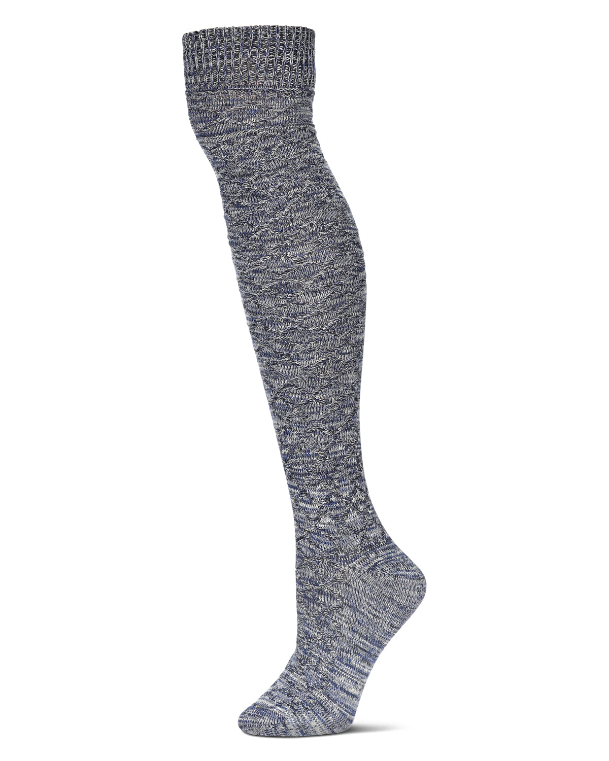 Crochet Mix Over The Knee Socks : Color: Blue Heather