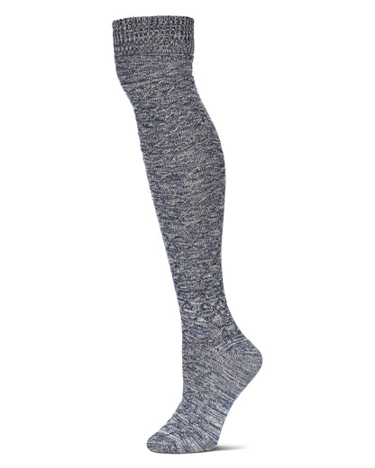 Crochet Mix Over The Knee Socks : Color: Blue Heather