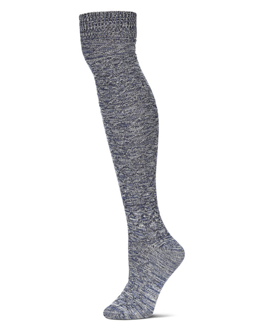 Crochet Mix Over The Knee Socks : Color: Blue Heather