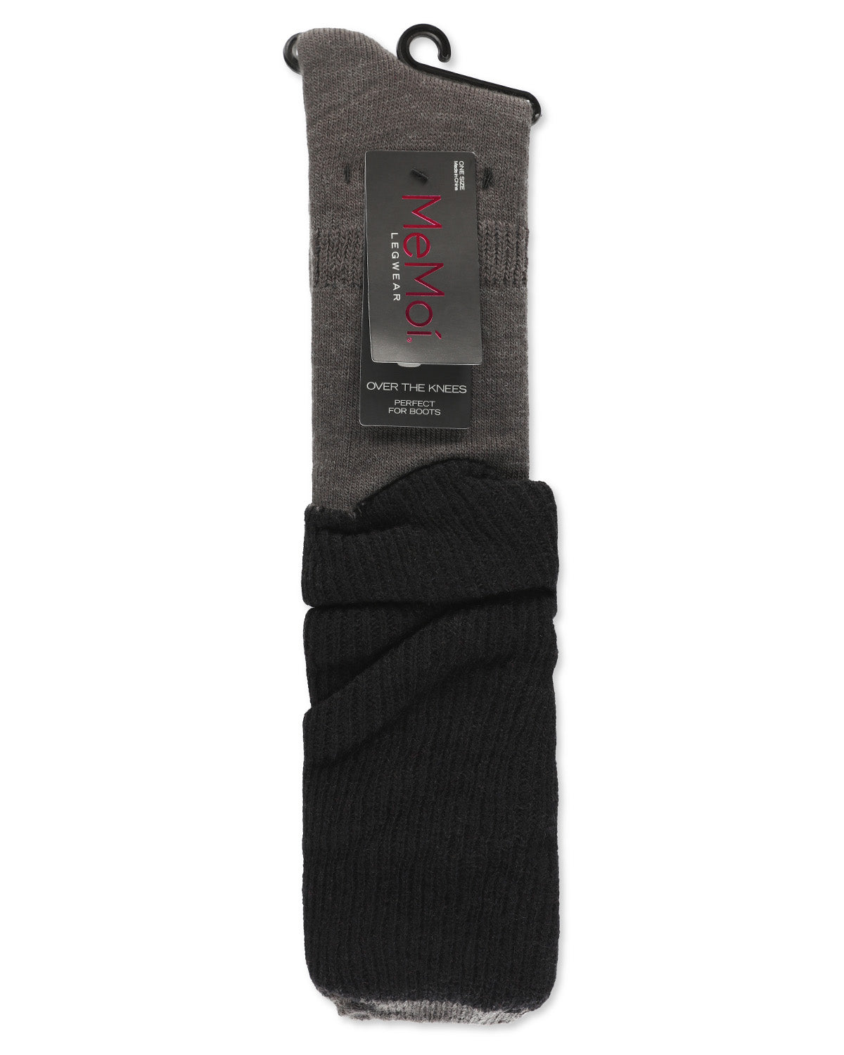 Women's Two Tone Ribbed Wool Over The Knee Socks : Color: Black