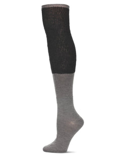 Women's Two Tone Ribbed Wool Over The Knee Socks