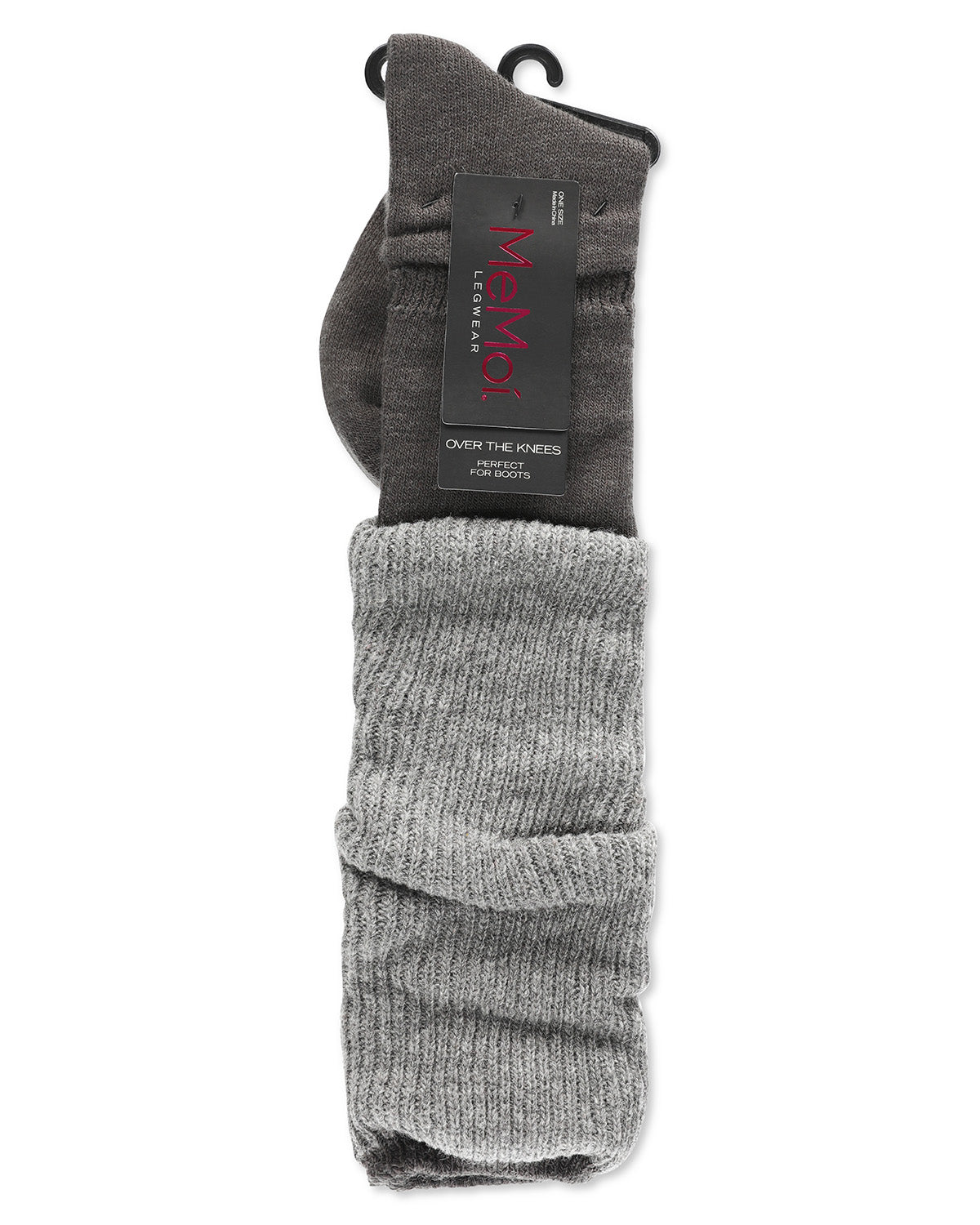 Women's Two Tone Ribbed Wool Over The Knee Socks : Color: Black