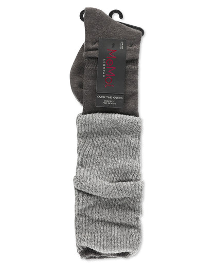 Women's Two Tone Ribbed Wool Over The Knee Socks : Color: Black