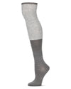 Women's Two Tone Ribbed Wool Over The Knee Socks : Color: Medium Gray Heather