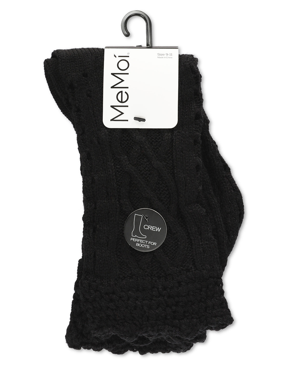 Asalim Mixed Knit Boot Sock Crew Socks : Color: Black