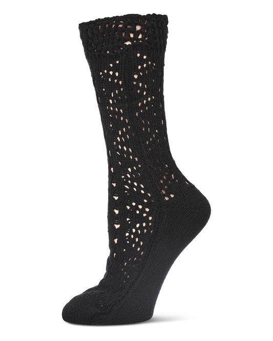 Asalim Mixed Knit Boot Sock Crew Socks : Color: Black