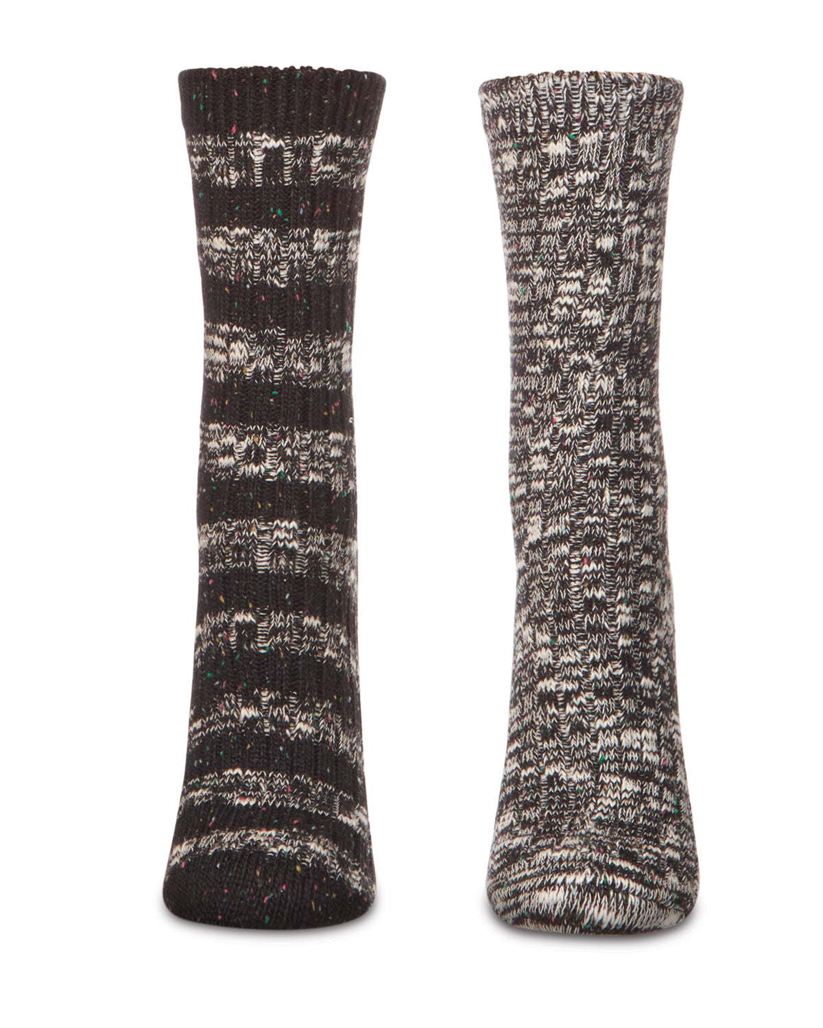 Women's 2 Pair Pack Mixed Stripe Crew Socks : Color: Black