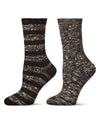 Women's 2 Pair Pack Mixed Stripe Crew Socks : Color: Charcoal