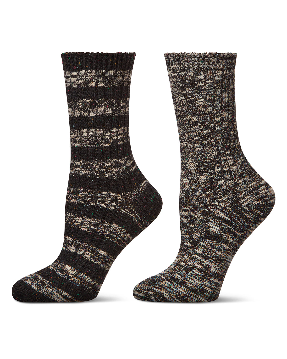 Women's 2 Pair Pack Mixed Stripe Crew Socks : Color: Charcoal