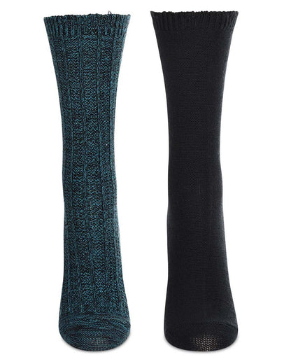 2 Pair Women's Scalloped-Cuff Cozy Knit Crew Socks