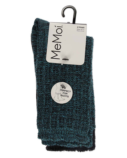 2 Pair Women's Scalloped-Cuff Cozy Knit Crew Socks