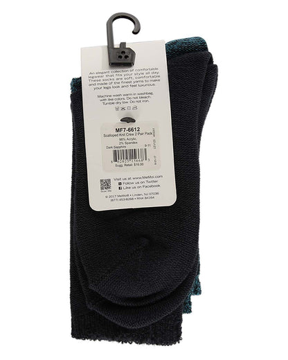 2 Pair Women's Scalloped-Cuff Cozy Knit Crew Socks