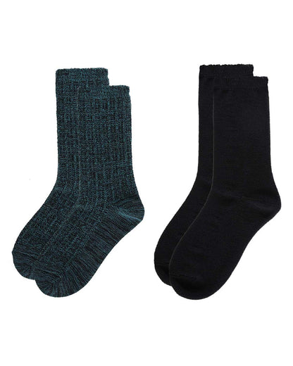 2 Pair Women's Scalloped-Cuff Cozy Knit Crew Socks