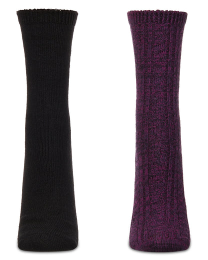 Women's 2 Pair Pack Waterfall Crew Socks : Color: Black