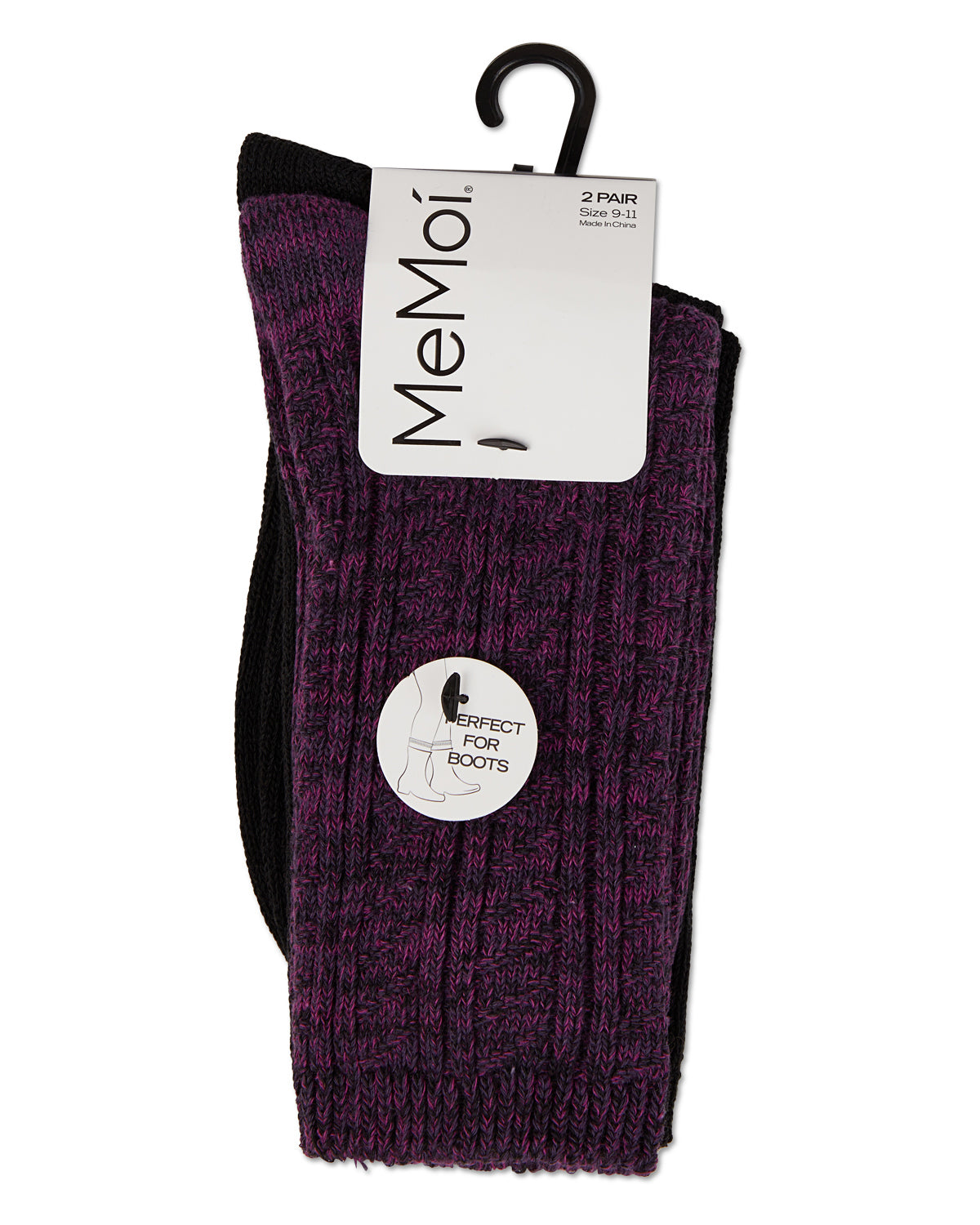 Women's 2 Pair Pack Waterfall Crew Socks : Color: Black