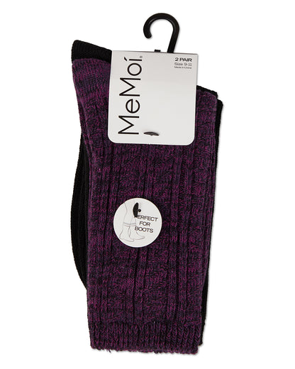 Women's 2 Pair Pack Waterfall Crew Socks : Color: Black