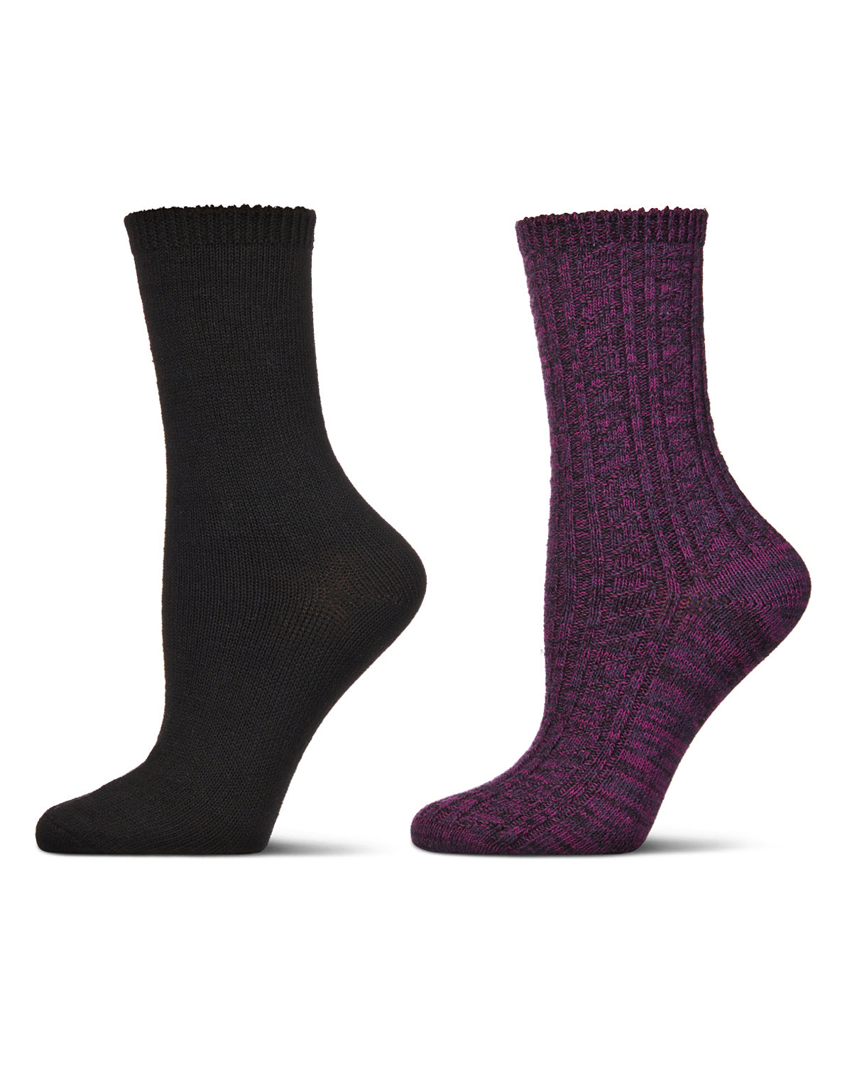 Women's 2 Pair Pack Waterfall Crew Socks : Color: Blackberry Cordial