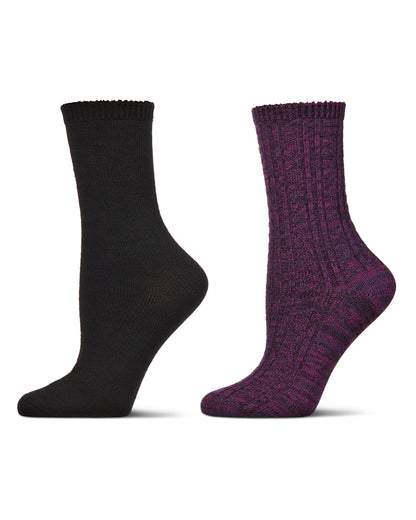 Women's 2 Pair Pack Waterfall Crew Socks : Color: Blackberry Cordial