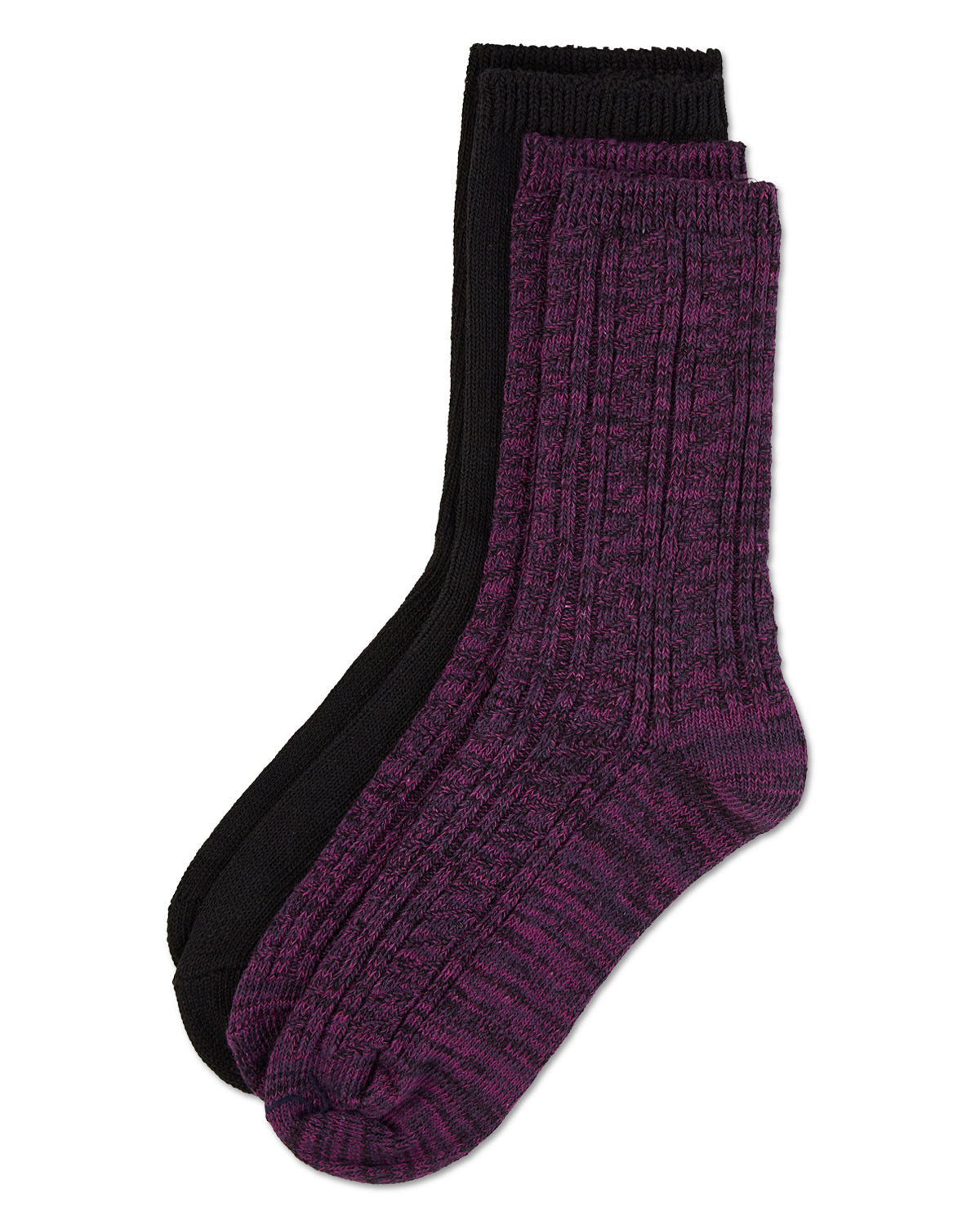 Women's 2 Pair Pack Waterfall Crew Socks : Color: Black