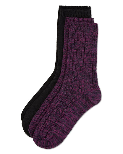 Women's 2 Pair Pack Waterfall Crew Socks : Color: Black
