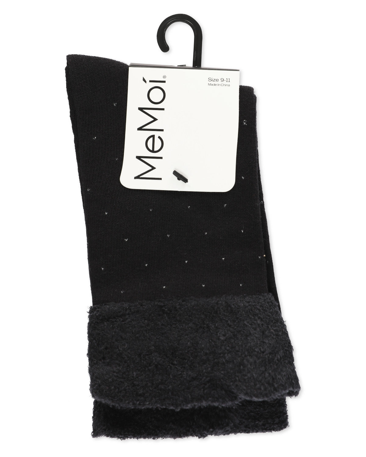 Costelle Pindot Fuzzy Cuff Cotton Blend Crew Socks : Color: Burgundy