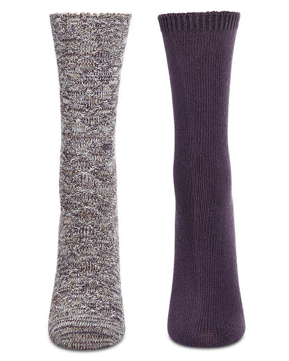 2 Pairs Women's Diamond Sparkle Cotton-Rich Crew Socks