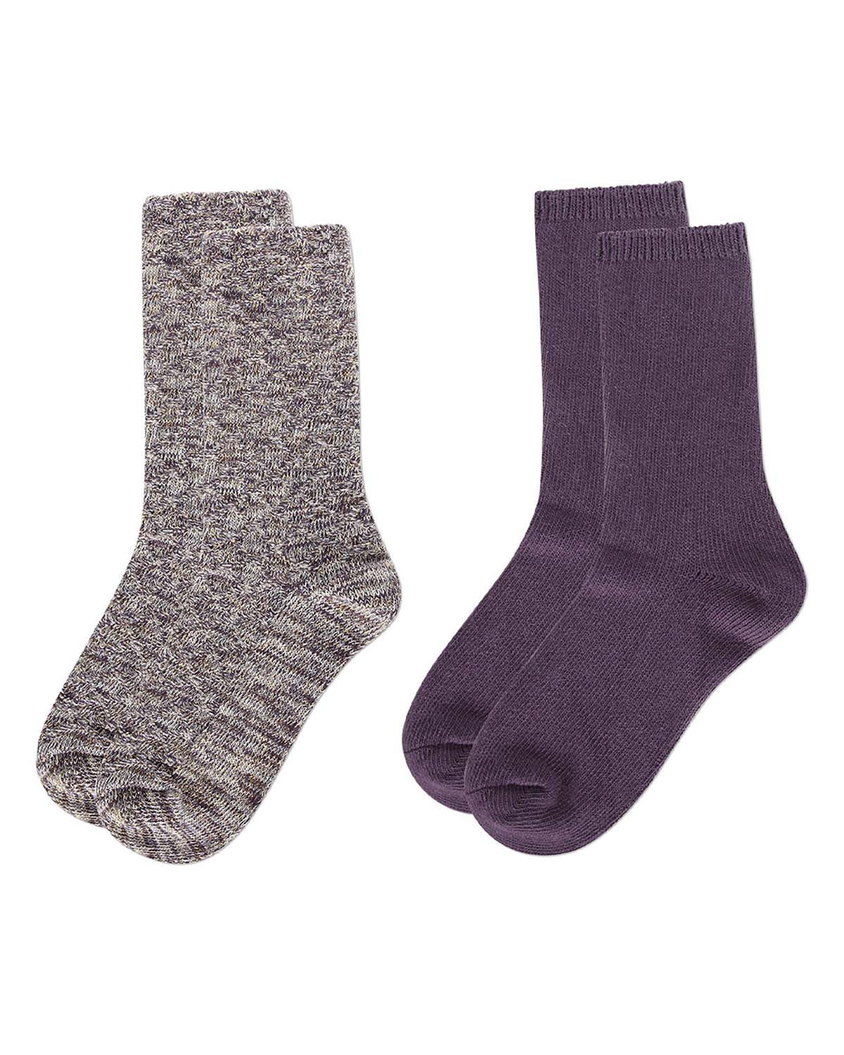 2 Pairs Women's Diamond Sparkle Cotton-Rich Crew Socks