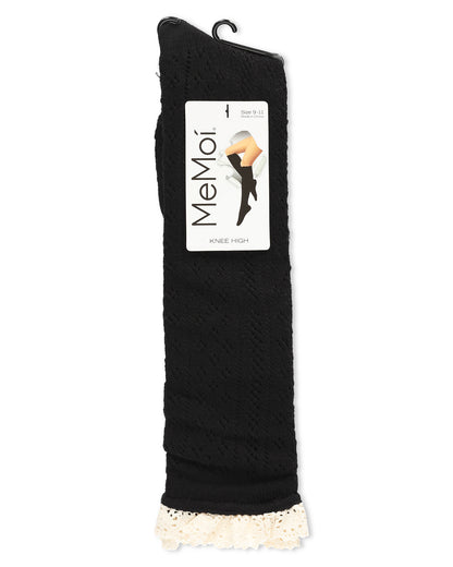Women's Eyelet Romance Knee-High Socks : Color: Black