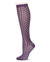 Women's Eyelet Romance Knee-High Socks : Color: Purple Pennant
