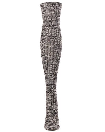 Overcast Marled Rib Over the Knee Socks : Color: Dark Sapphire