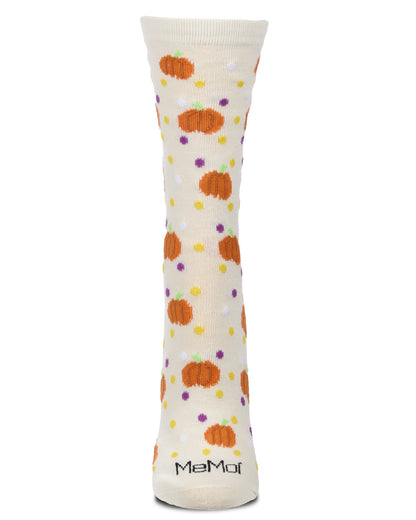 Women's Cheery Pumpkin Polka Dot Festive Crew Socks